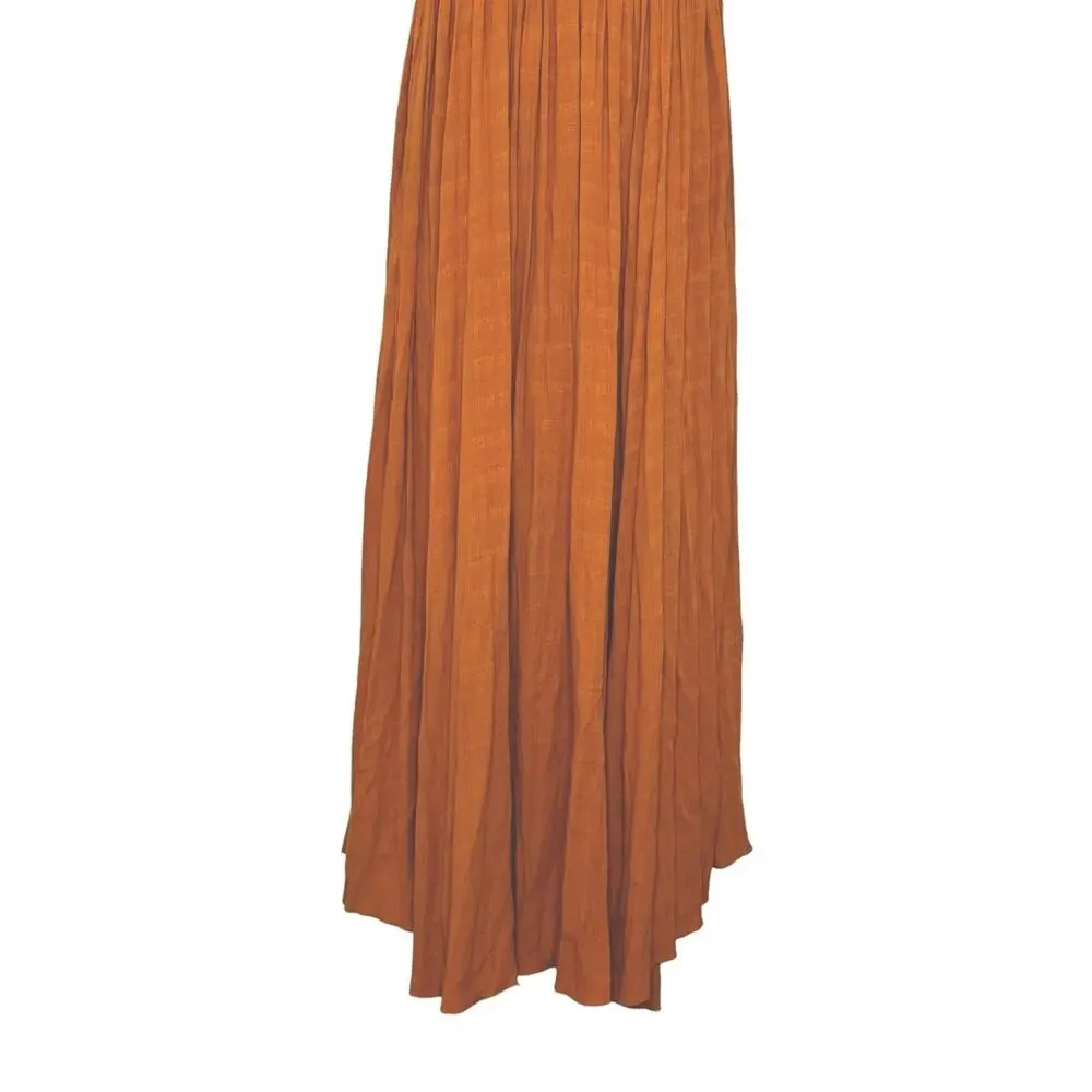 FREE PEOPLE Vintage Charm Relaxed Fit Flowy Embroidered Ruffled Midi Dress Sz XS - Picture 4 of 15
